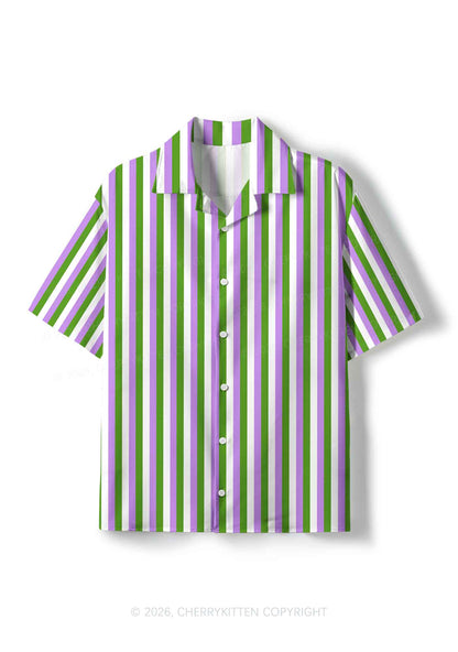 Genderqueer Flag Pride Y2K Print Hawaiian Shirt Cherrykitten