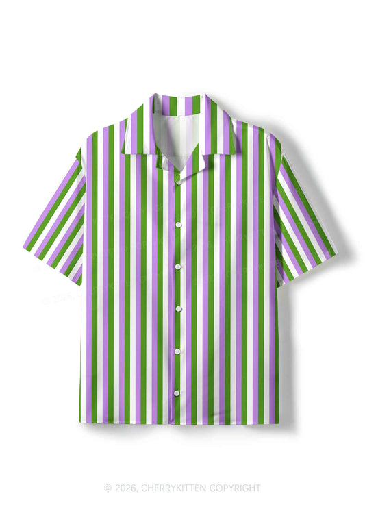 Genderqueer Flag Pride Y2K Print Hawaiian Shirt Cherrykitten