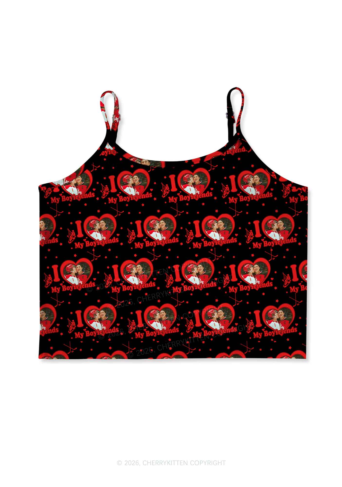 I Love My BF HR Y2K Print Cami Crop Top Cherrykitten