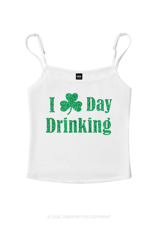 Glitter I Love Day Drinking St Patricks Y2K Spaghetti Strap Cami Cherrykitten
