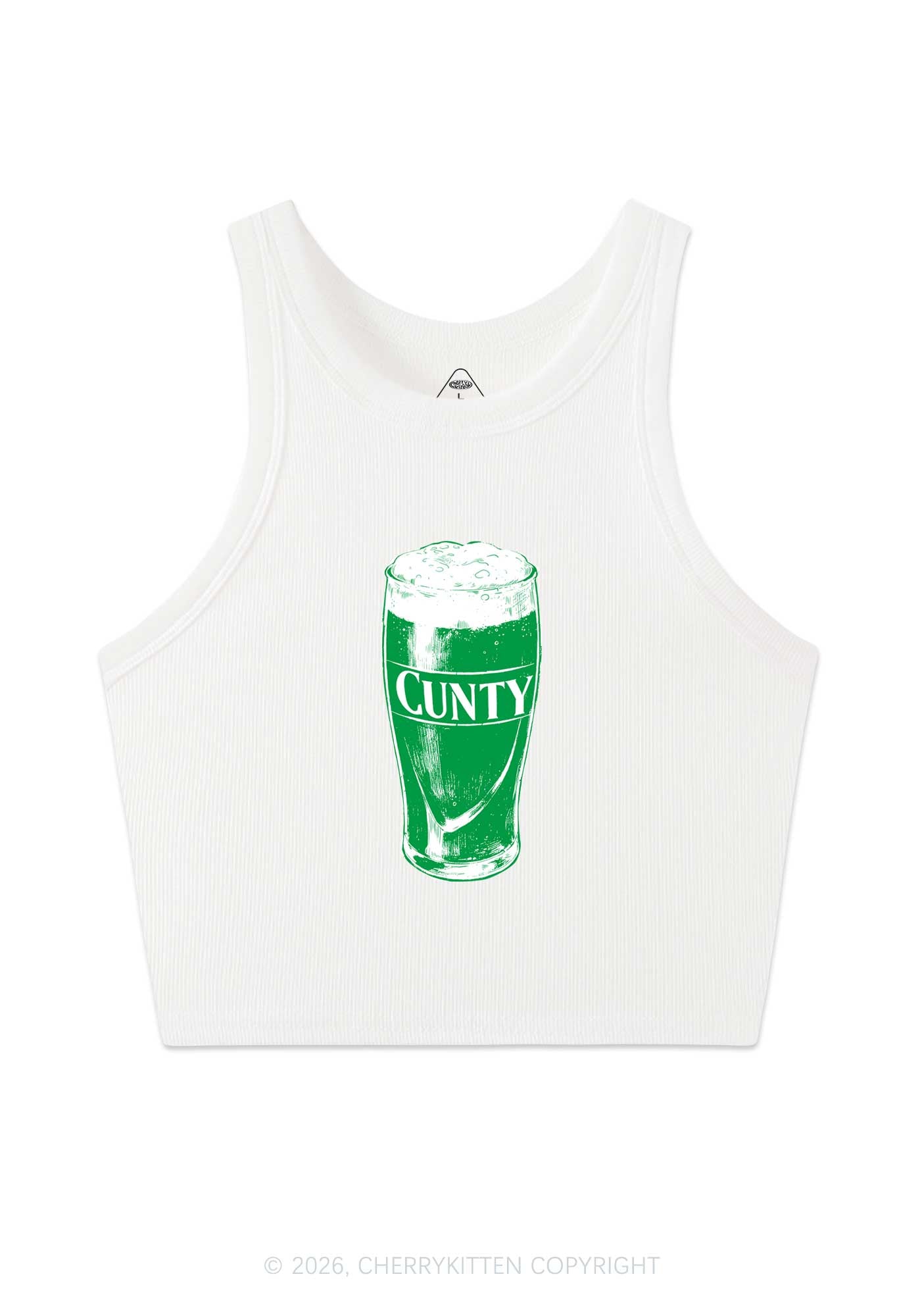 Green Cxxty Beer St Patricks Y2K Crop Tank Top Cherrykitten