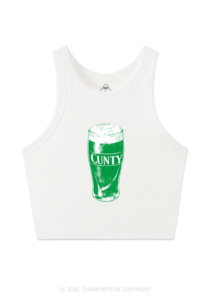 Green Cxxty Beer St Patricks Y2K Crop Tank Top Cherrykitten