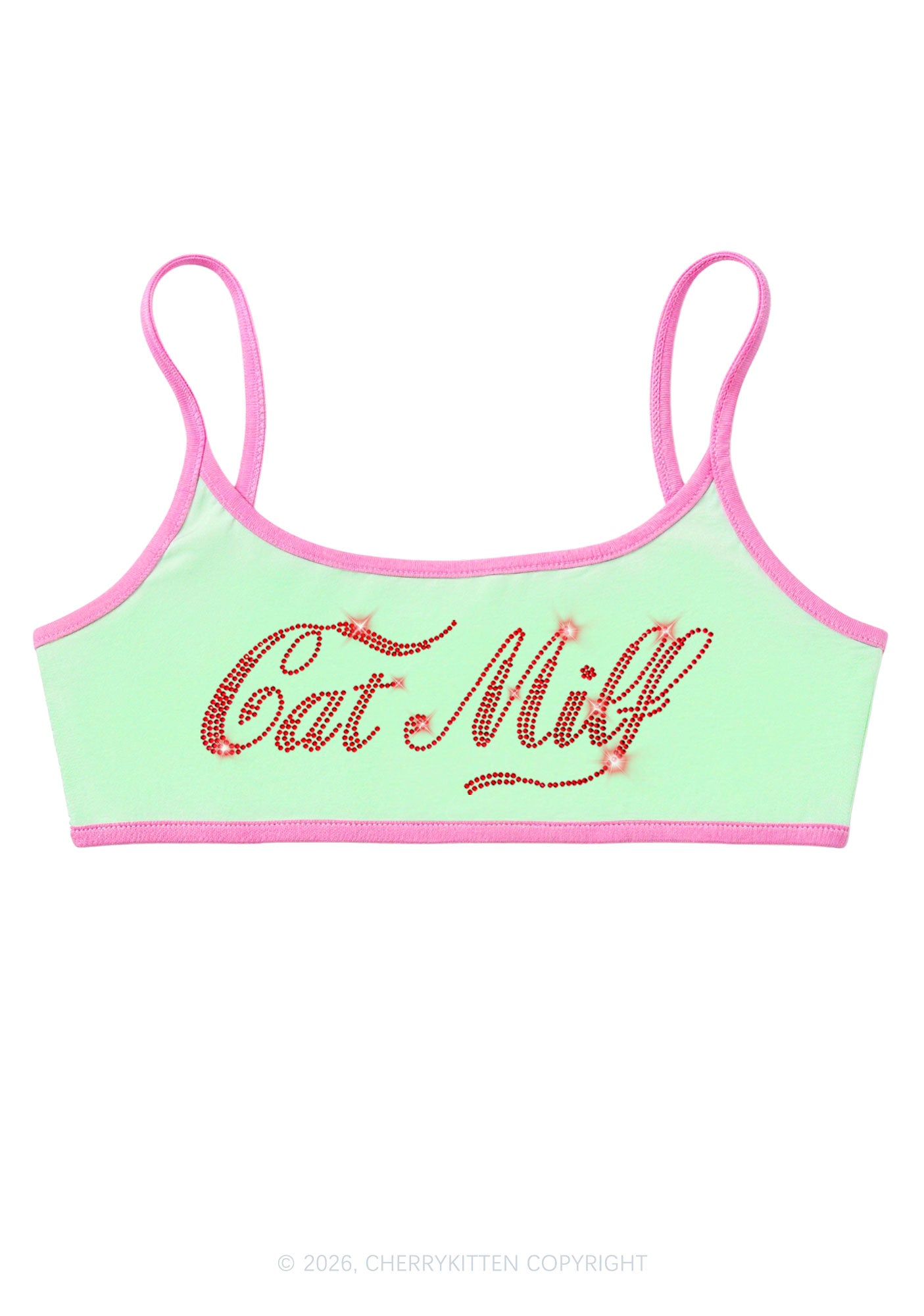 Rhinestone Cat Mxxf Y2K Super Crop Cami Cherrykitten