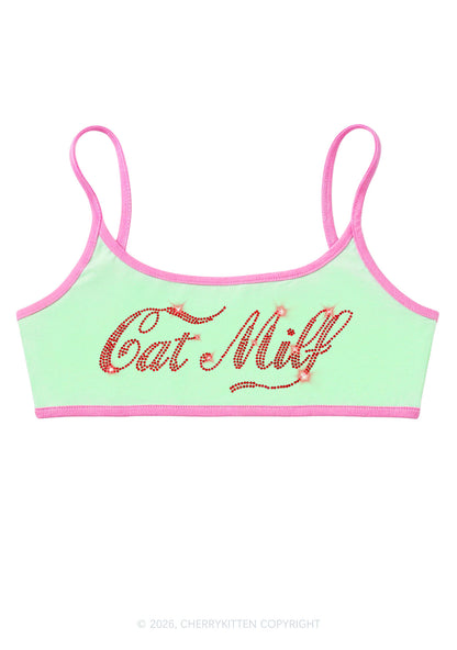 Rhinestone Cat Mxxf Y2K Super Crop Cami Cherrykitten