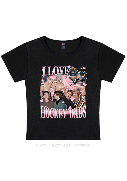 Pink Heart I Love Hockey Dads HR Y2K Baby Tee Cherrykitten