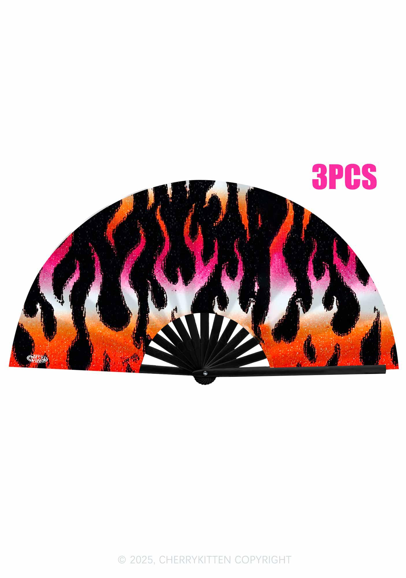 Lesbian Flame Pride Y2K Rave Hand Fan Cherrykitten