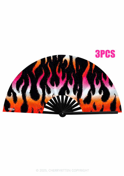 Lesbian Flame Pride Y2K Rave Hand Fan Cherrykitten
