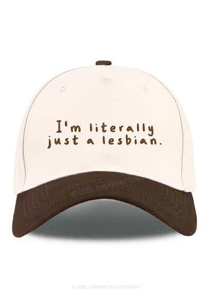Embroidered Just A Lesbian Pride Y2K Color Block Baseball Cap Cherrykitten