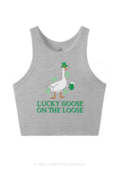 Lucky Goose On The Loose St Patricks Y2K Crop Tank Top Cherrykitten