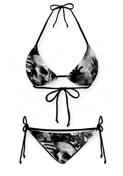 Halloween Gothic Skull Y2K Print Bikini Set Cherrykitten
