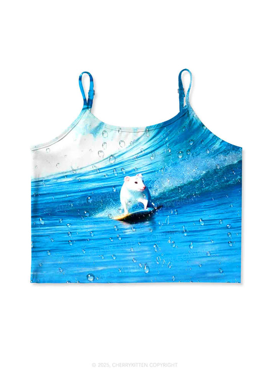 Surfing Mouse Y2K Print Cami Crop Top Cherrykitten