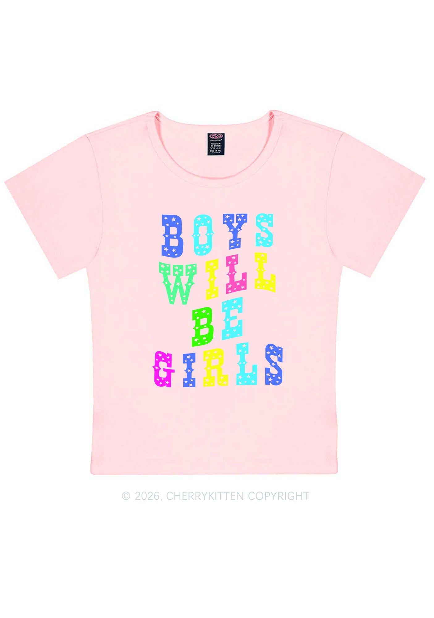 Boys Will Be Girls Pride Y2K Baby Tee Cherrykitten