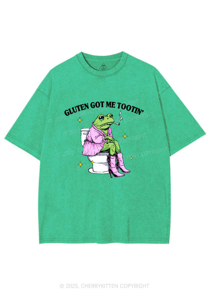 Gluten Got Me Tootin Y2K Shirts Washed Tee Cherrykitten