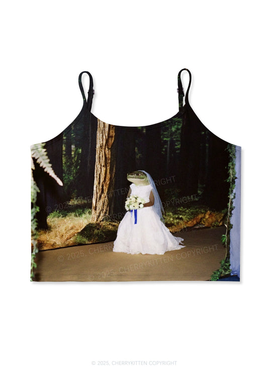 Crocodile Bride Y2K Print Cami Crop Top Cherrykitten