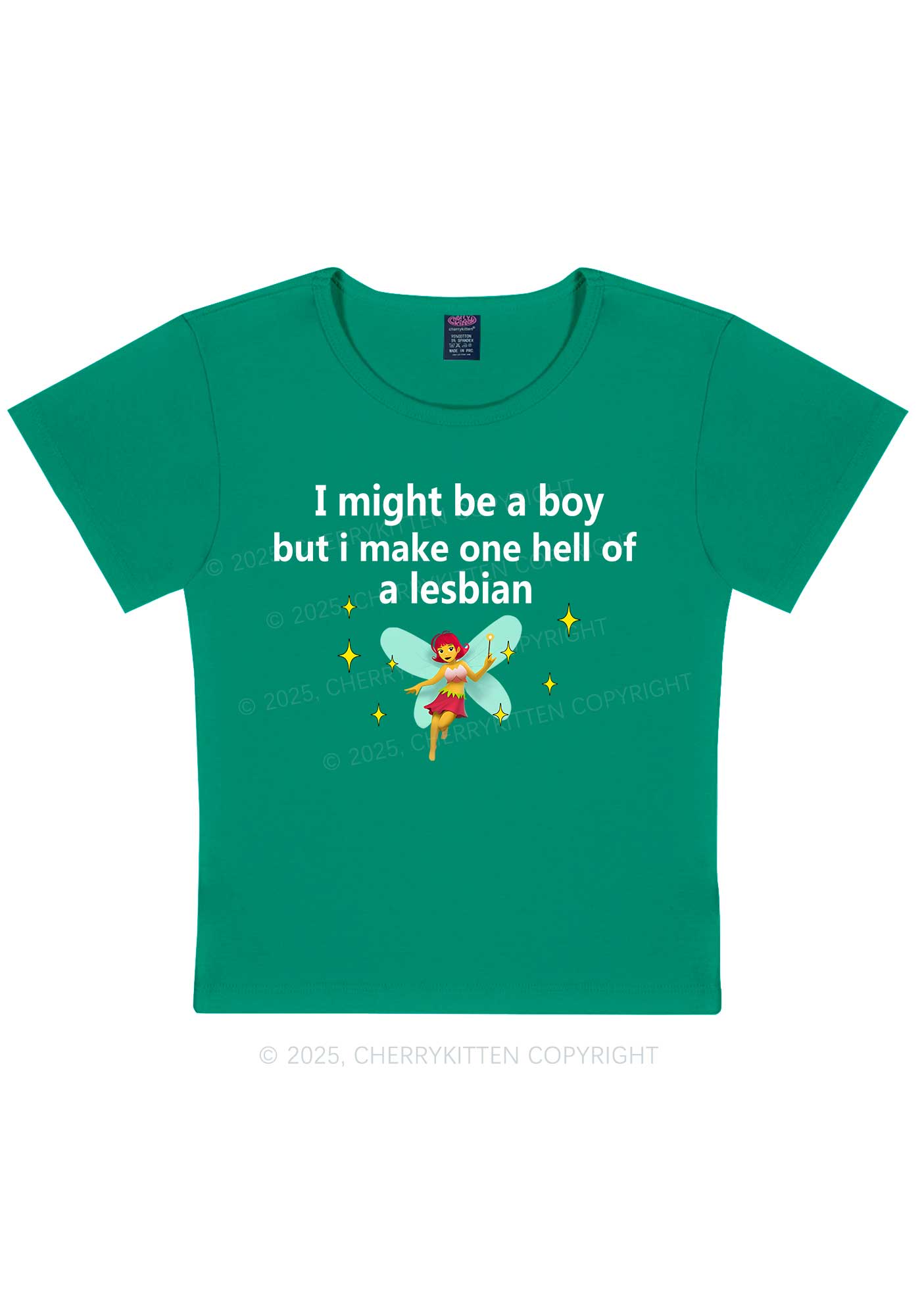 Make Hell Of Lesbian Y2K Baby Tee Cherrykitten