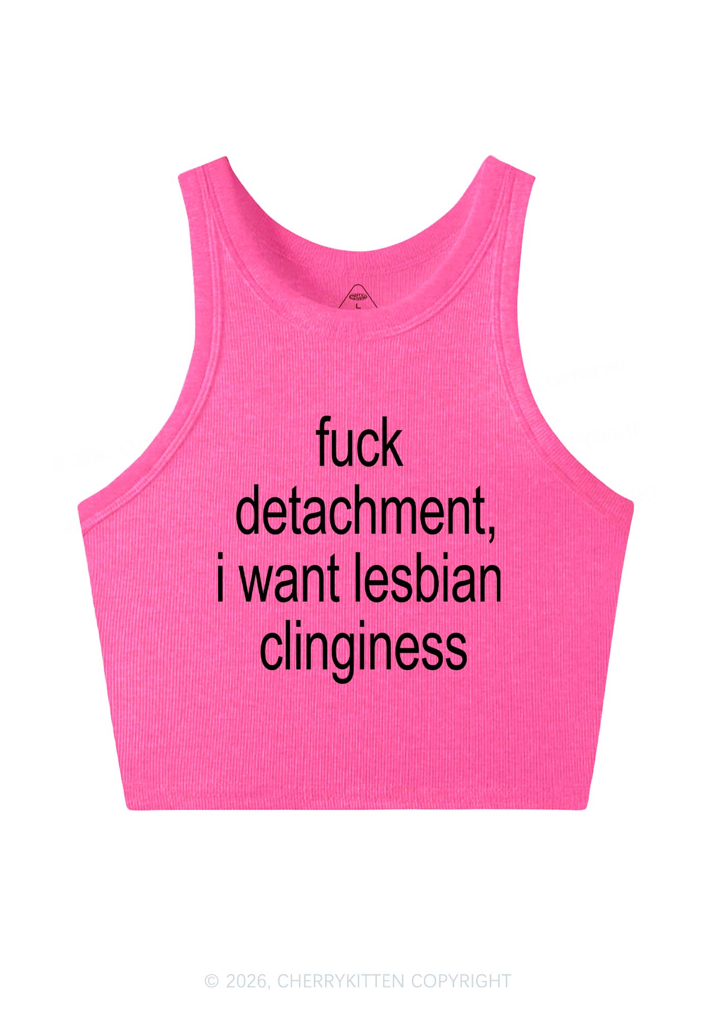 I Want Lesbian Clinginess Pride Y2K Crop Tank Top Cherrykitten