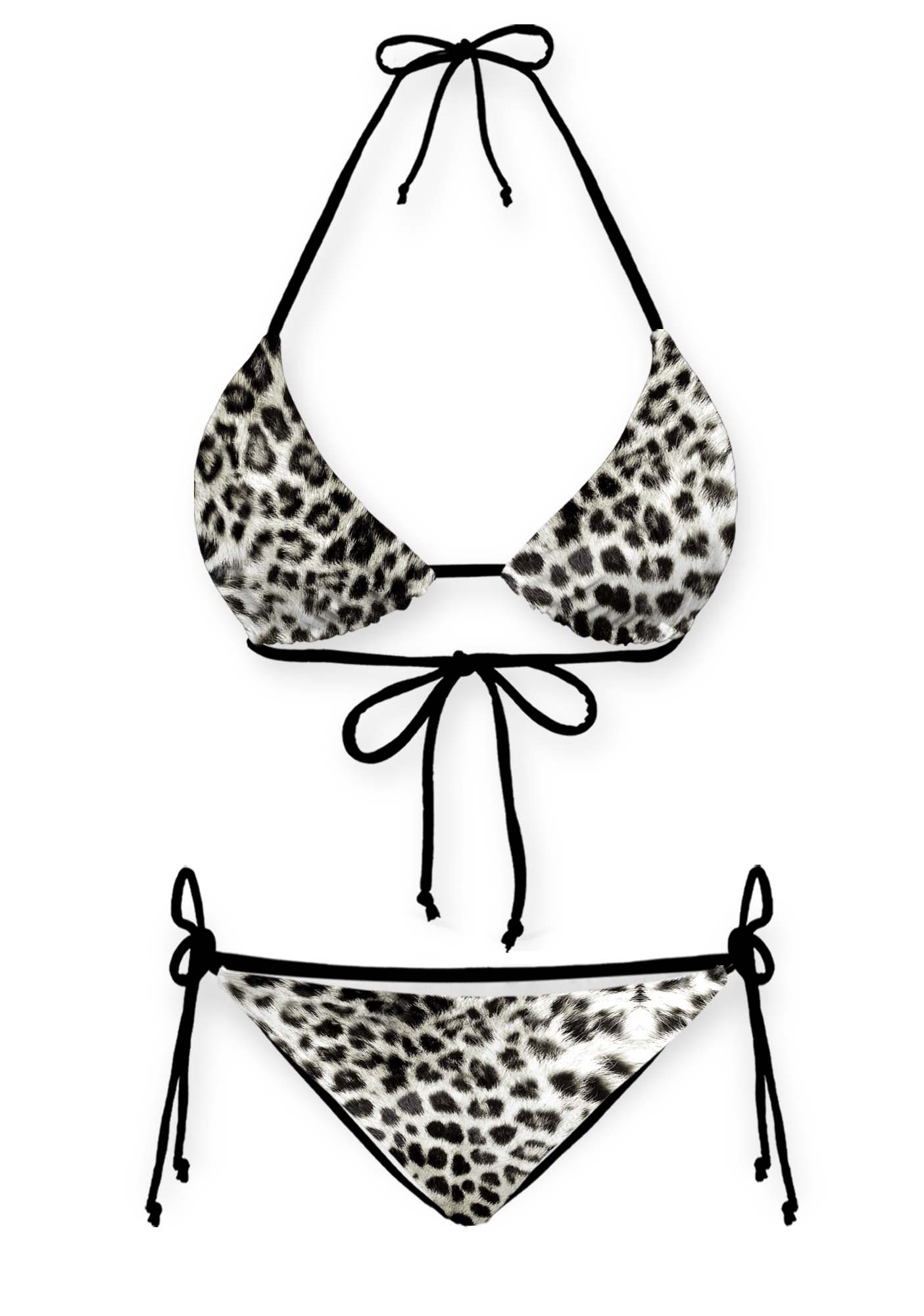 Snow Leopard Y2K Print Bikini Set Cherrykitten