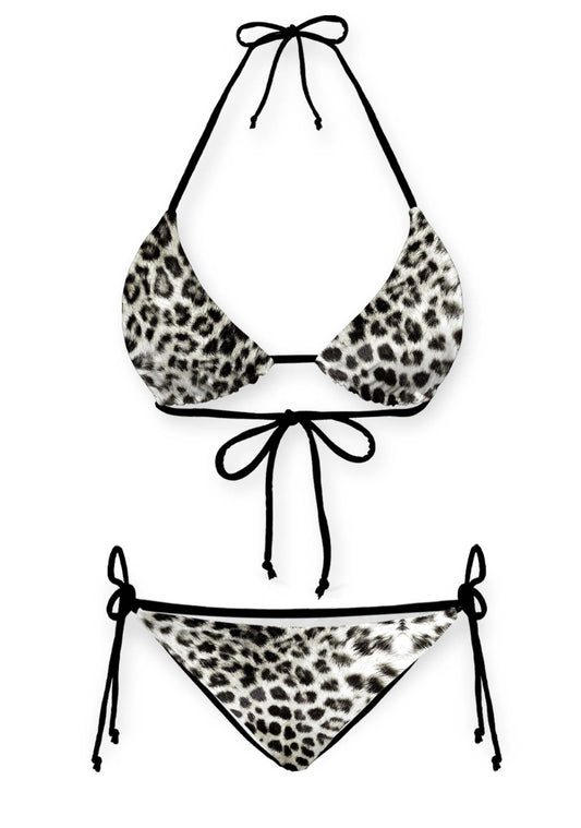 Snow Leopard Y2K Print Bikini Set Cherrykitten