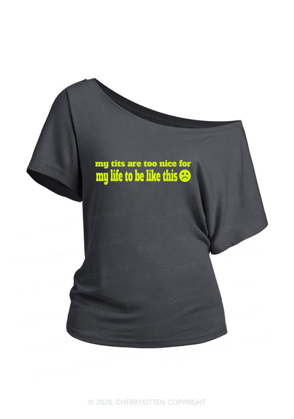 My Txts Are Too Nice Y2K Off Shoulder Tee Cherrykitten