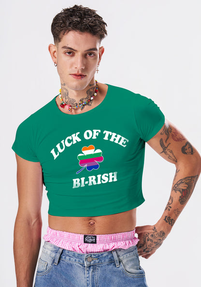 Luck Of The Bi Rish St Patricks Y2K Baby Tee Cherrykitten