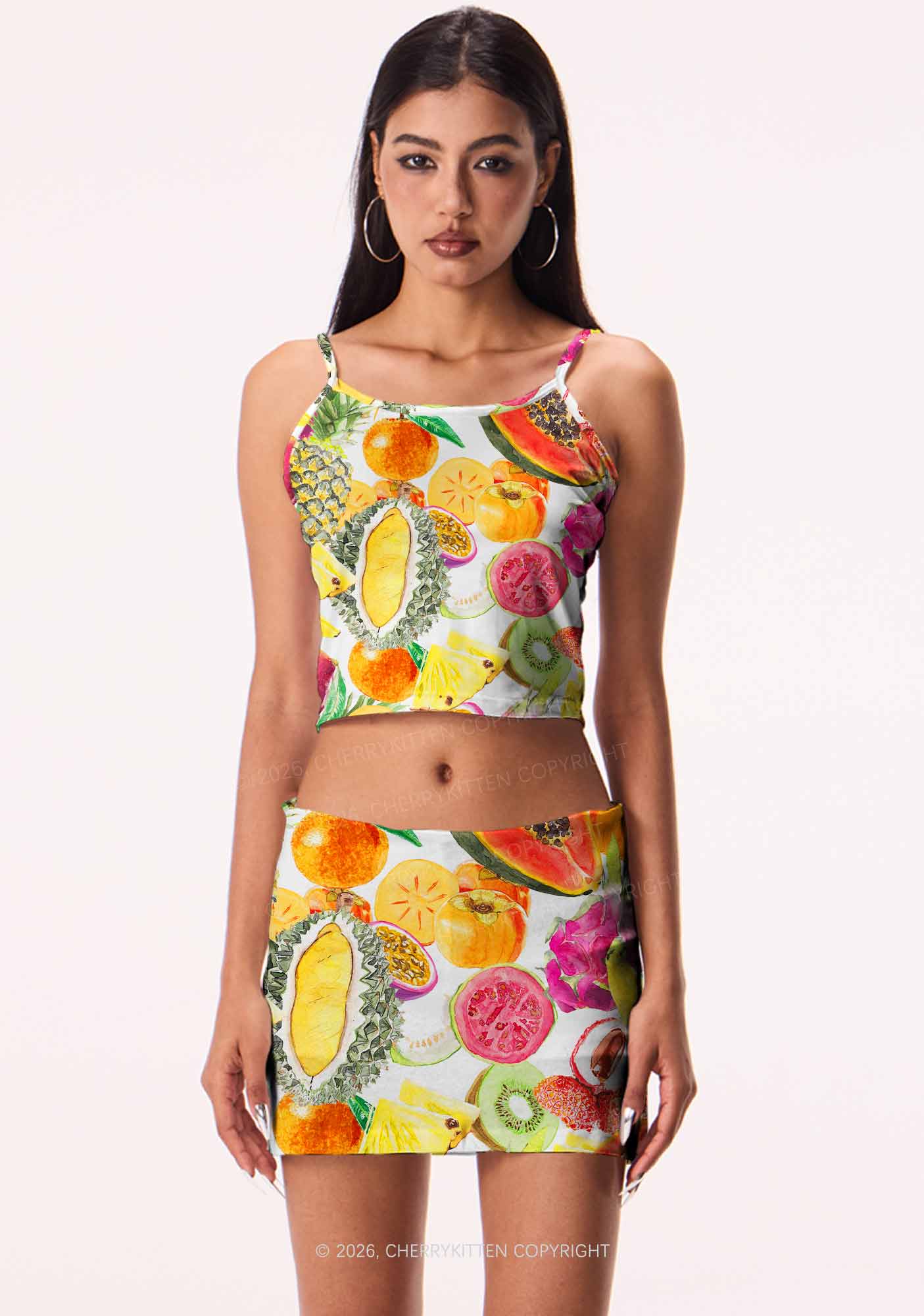 Tropical Fruit Pride Y2K Print Mini Skirt Cherrykitten