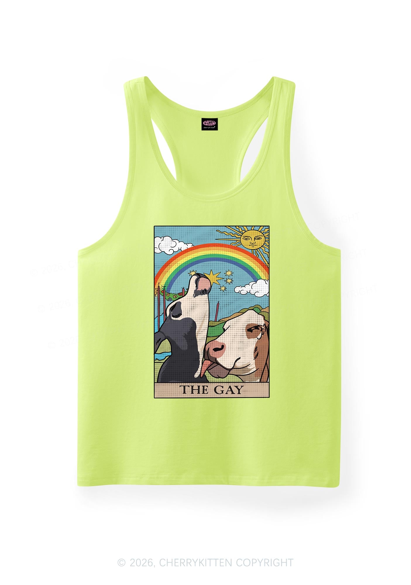 Gay Cow Play Pride Y2K Men Racerback Tank Top Cherrykitten