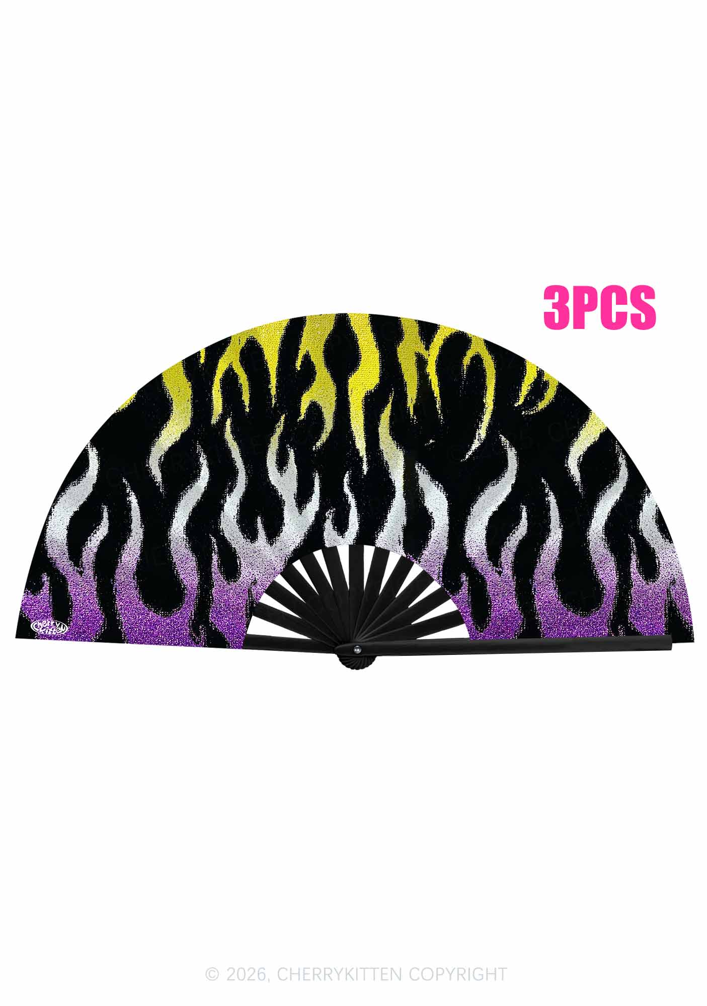 Nonbinary Flame Pride Y2K Rave Hand Fan Cherrykitten