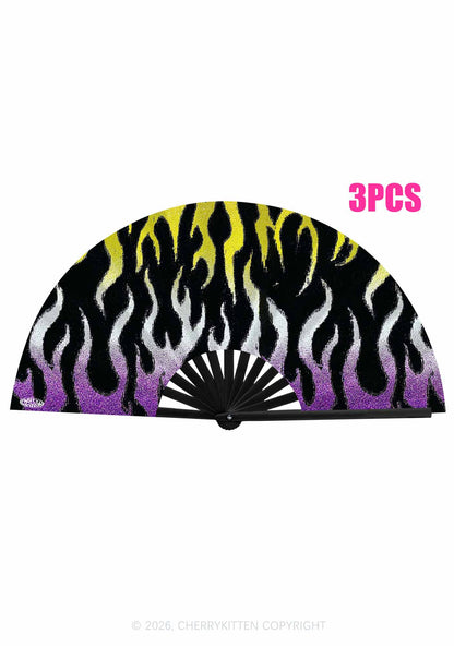 Nonbinary Flame Pride Y2K Rave Hand Fan Cherrykitten