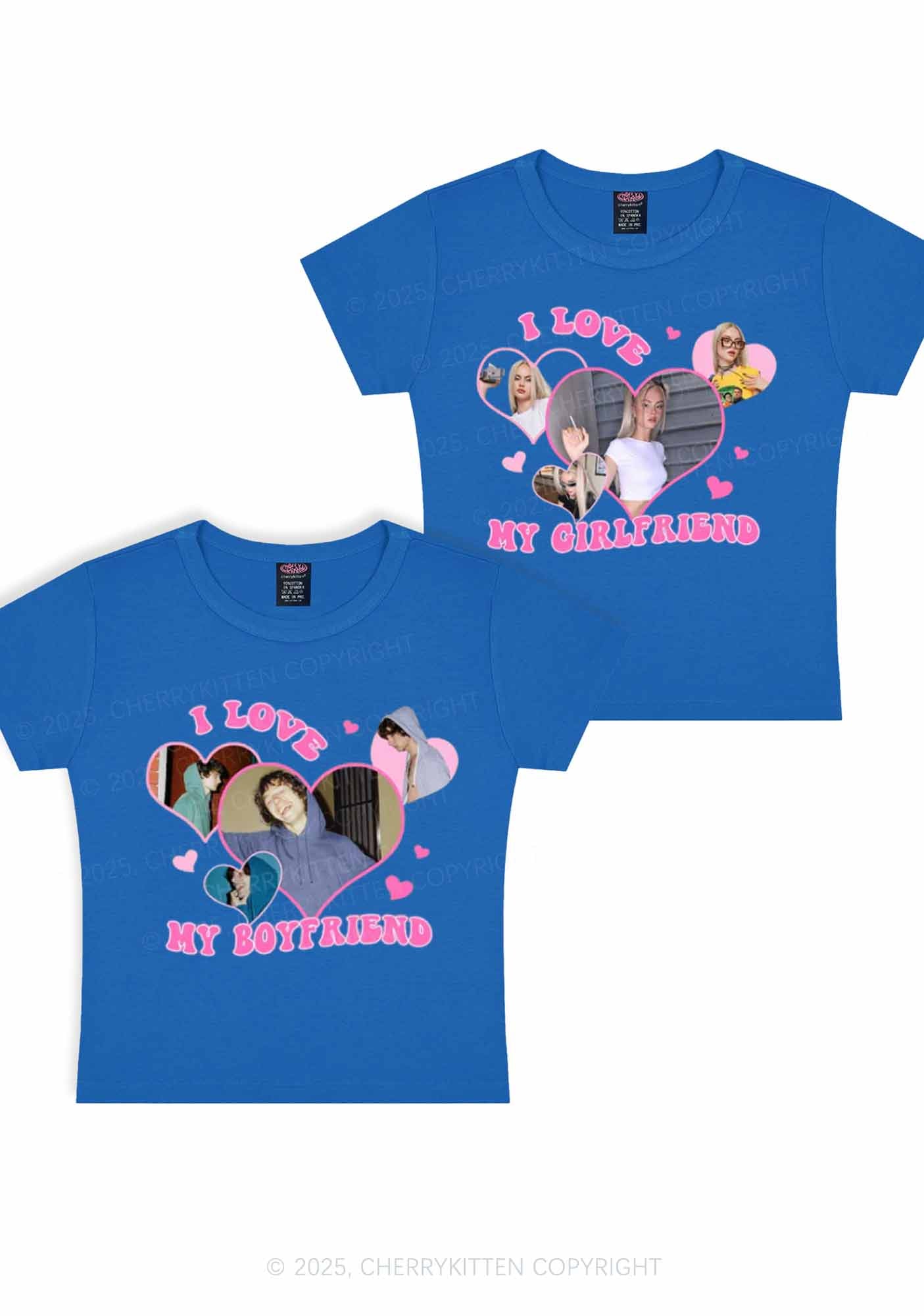 Custom GF BF Photo Y2K Valentine's Day Baby Tee Cherrykitten