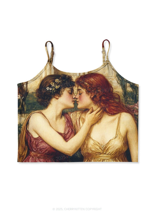 Lesbian Girlfriend Y2K Print Cami Crop Top Cherrykitten