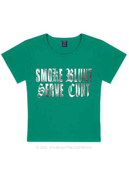 Smoke Blunt Silver Foil Printed Y2K Baby Tee Cherrykitten