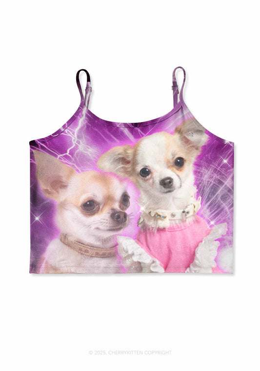 Cute Puppy Y2K Print Cami Crop Top Cherrykitten