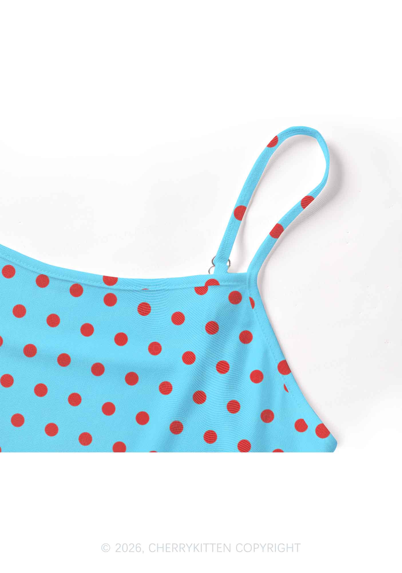 Red Dots On Blue Y2K Mesh Cami Tank Cherrykitten