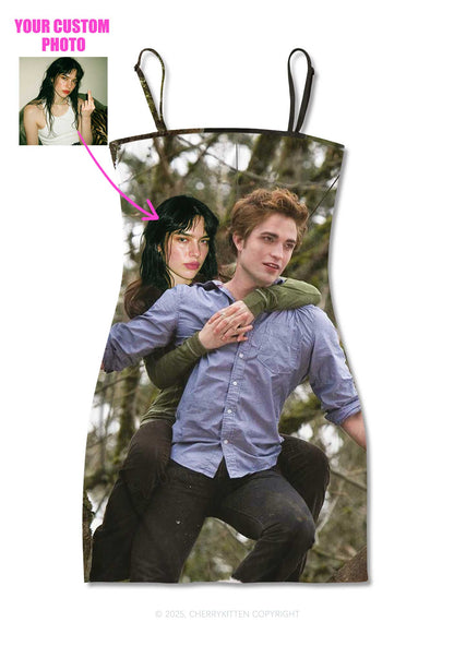 Custom Face Y2K Print Slip Dress Cherrykitten