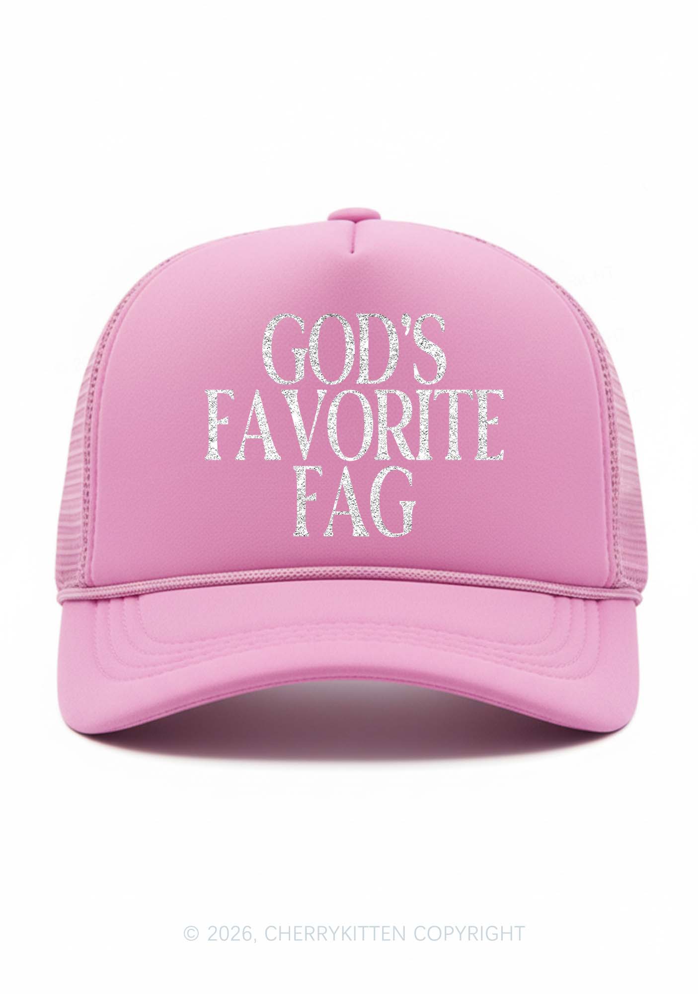 Glitter Gods Favorite Fag Pride Y2K Trucker Hat Cherrykitten