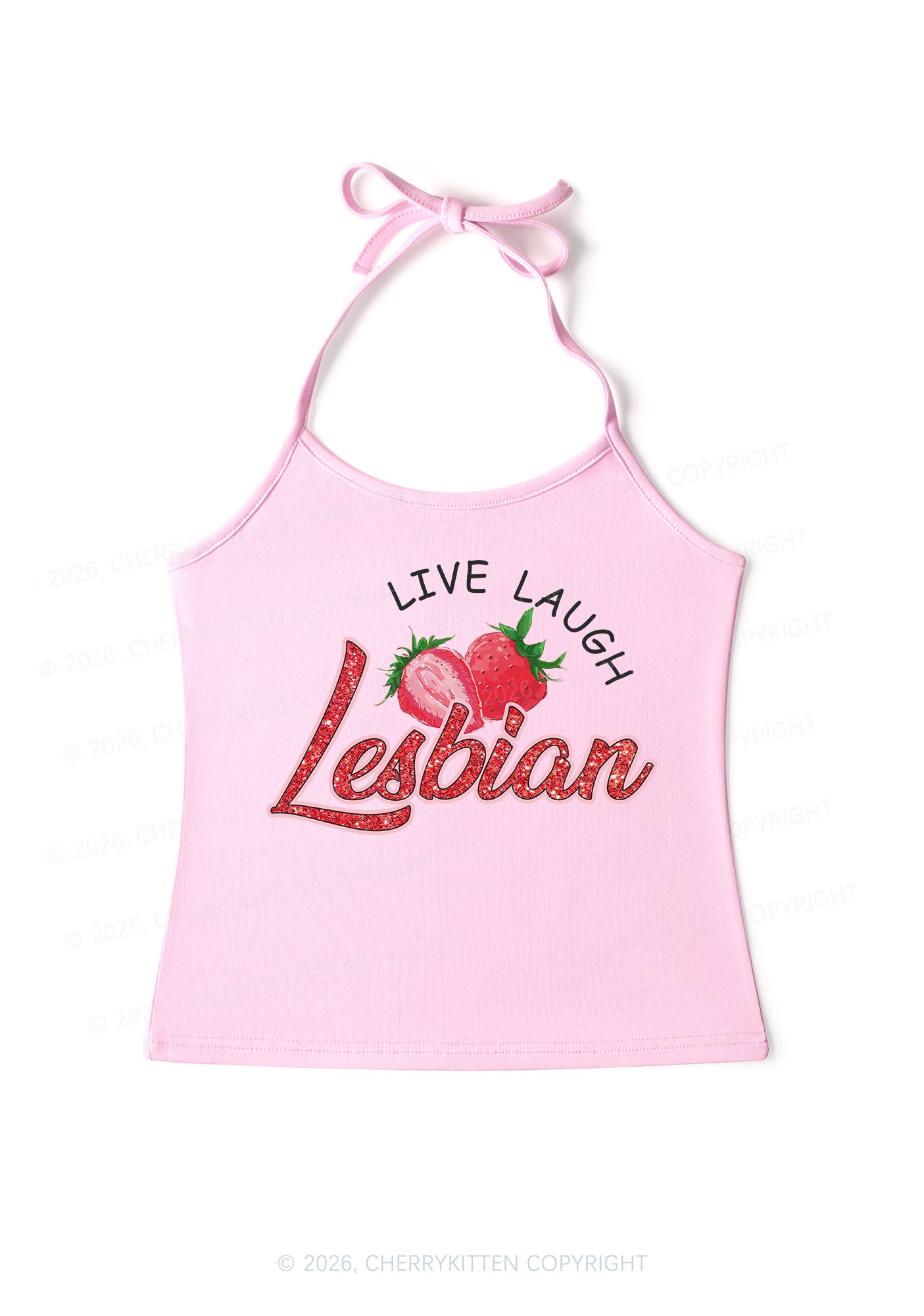 Live Love Lesbian Pride Y2K Halter Neck Cami Cherrykitten