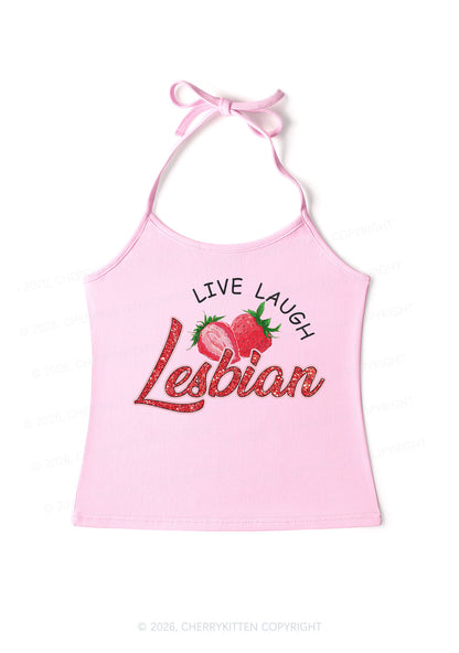 Live Love Lesbian Pride Y2K Halter Neck Cami Cherrykitten