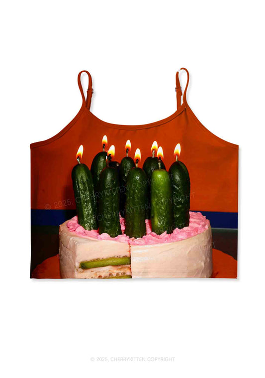 Pickle Cake Y2K Print Cami Crop Top Cherrykitten