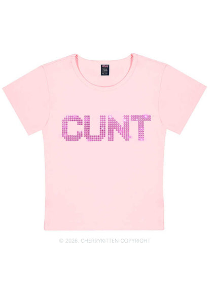 Rhinestone Pink Cxxt Y2K Baby Tee Cherrykitten
