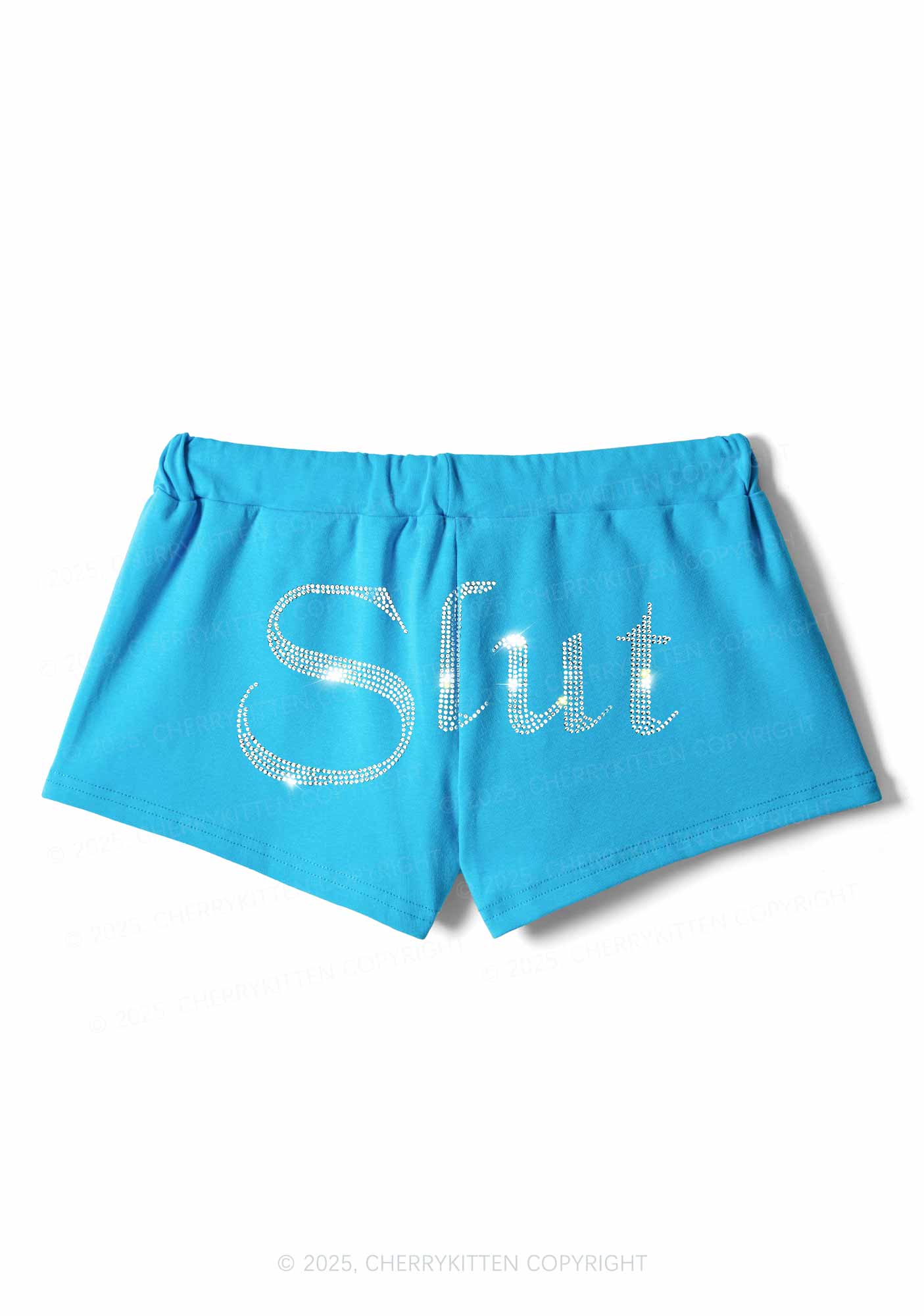 Rhinestone Slxt Y2K Drawstring Mini Shorts Cherrykitten