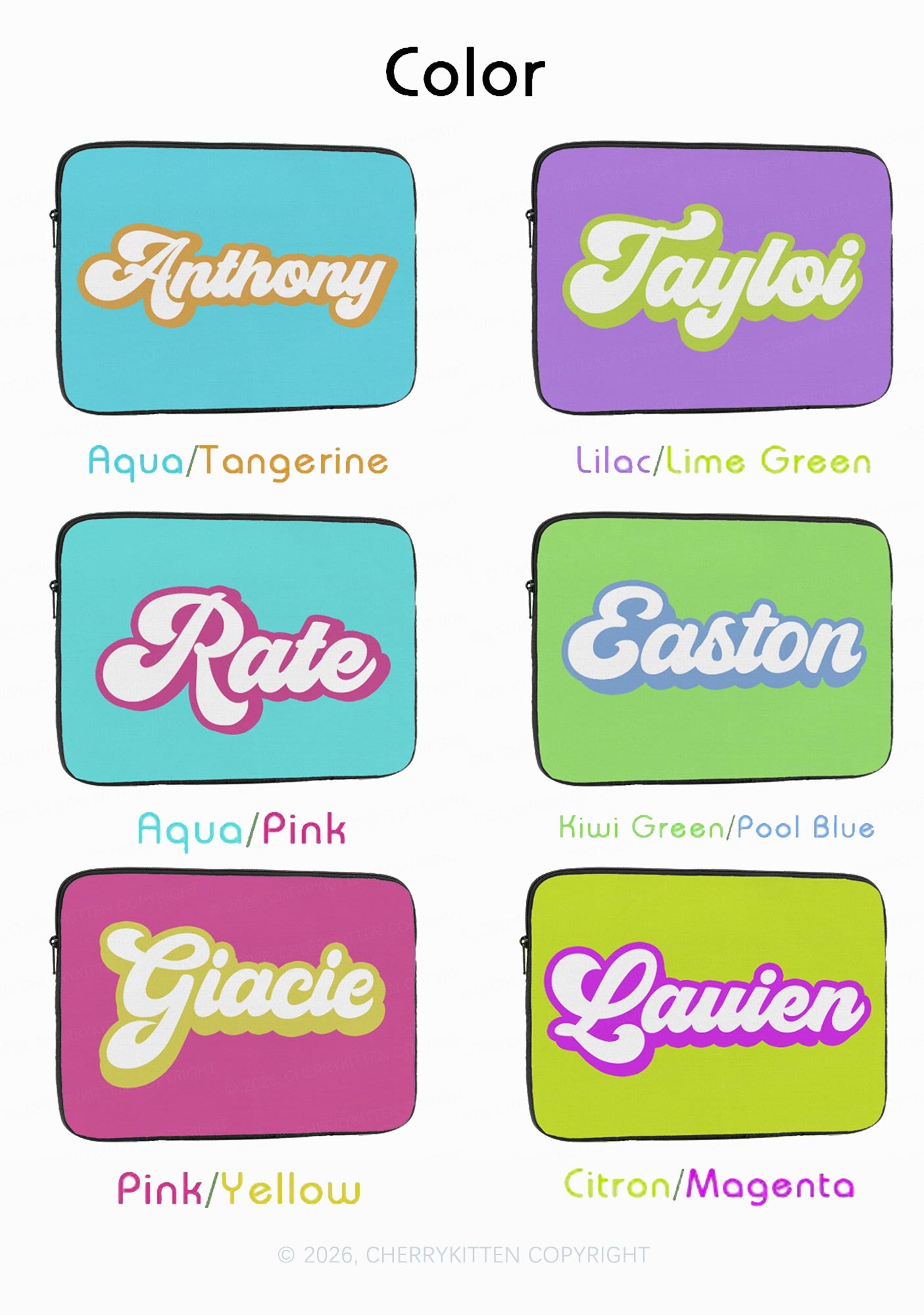 Personalized Name Y2K Laptop Sleeve Cherrykitten