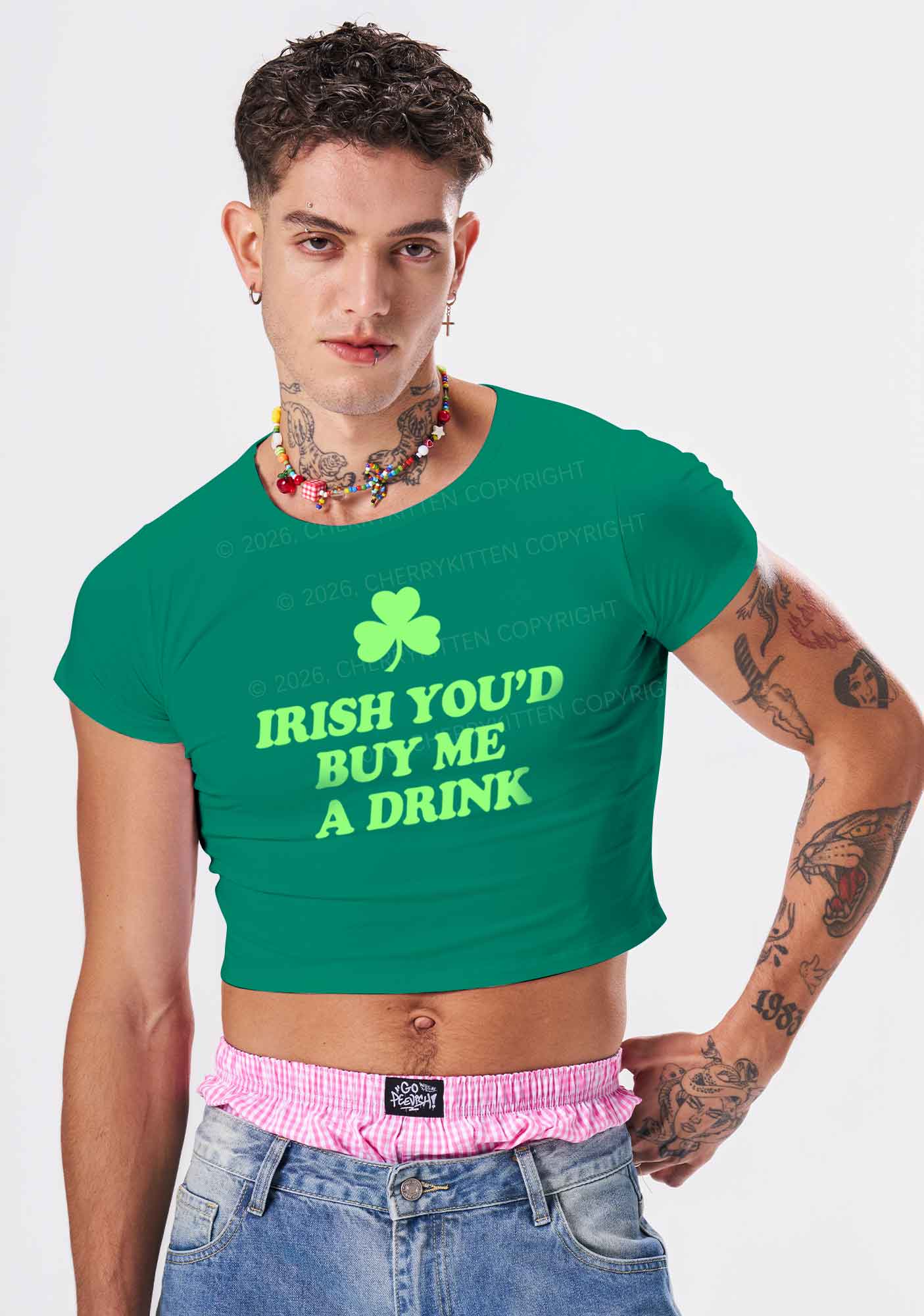 Irish Youd Buy Me A Drink St Patricks Y2K Baby Tee Cherrykitten
