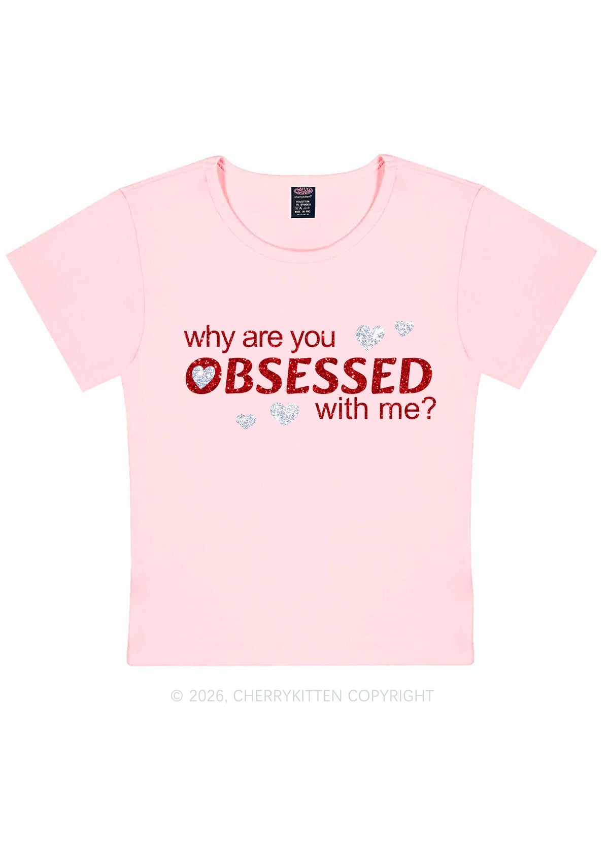 Glitter Obsessed With Me Y2K Baby Tee Cherrykitten