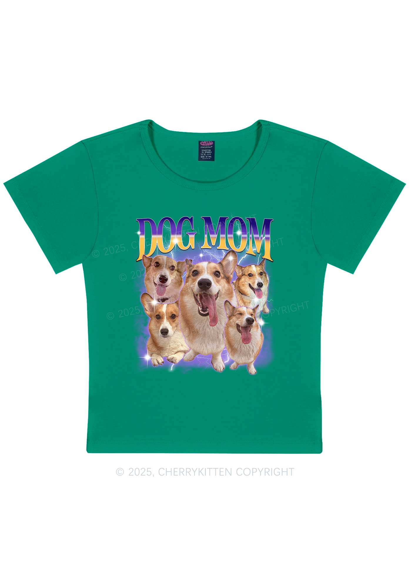 Custom Photo Dog Mom Y2K Baby Tee Cherrykitten