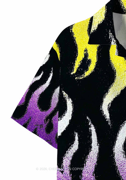 Nonbinary Flame Pride Y2K Print Hawaiian Shirt Cherrykitten