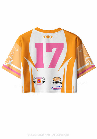 Orange I Let Femmes Top Me Pride Y2K Crop Sport Jersey Shirts Cherrykitten