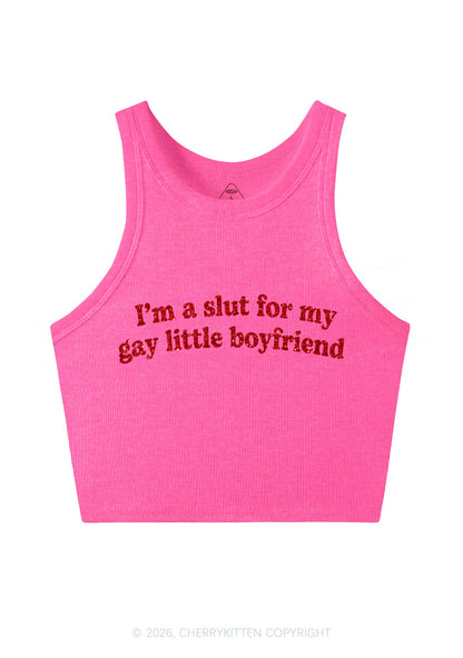 Glitter Slxt For My Gay BF Pride Y2K Crop Tank Top Cherrykitten