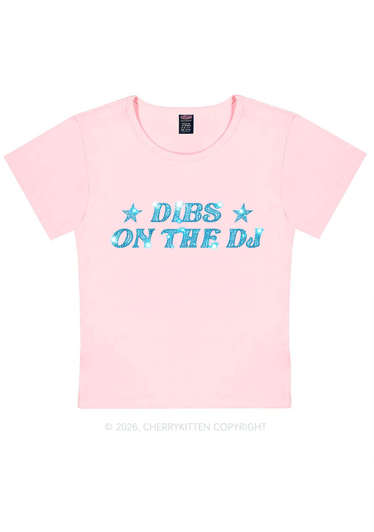 Rhinestone Dibs On The Dj Y2K Baby Tee Cherrykitten