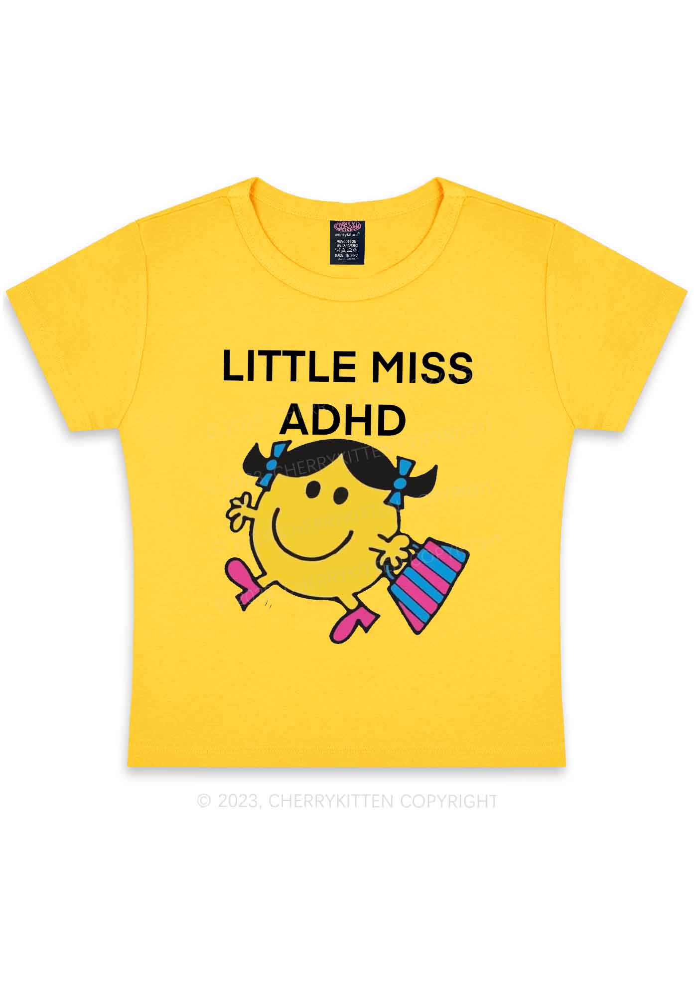 Little Miss ADHD Y2K Baby Tee Cherrykitten