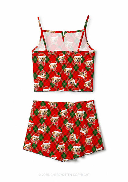 Custom Merry Dog Face Y2K Print Cami Shorts Pajama Set Cherrykitten